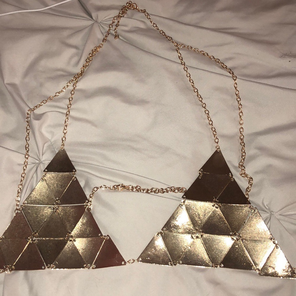 Gold chain bra